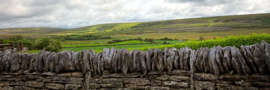 Traditional Irish wall and field in The Burren - Co Clare - Ireland. Enjoy the iconic landscapes of Ireland with Discover Ireland Tours.