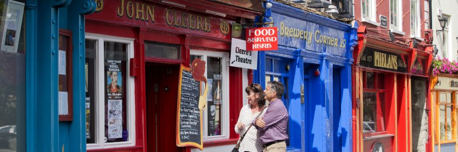Row of pubs in Ireland, enjoy the iconic sights of Ireland on our Leisure Tours of Ireland 
